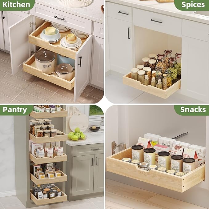 Pull Out Drawers for Cabinets, 25½” W x 21” D Soft Close Slide Out Drawers for Kitchen Cabinets, Cabinet Pull Out Shelves Requires At Least 26.5” Cabinet Opening