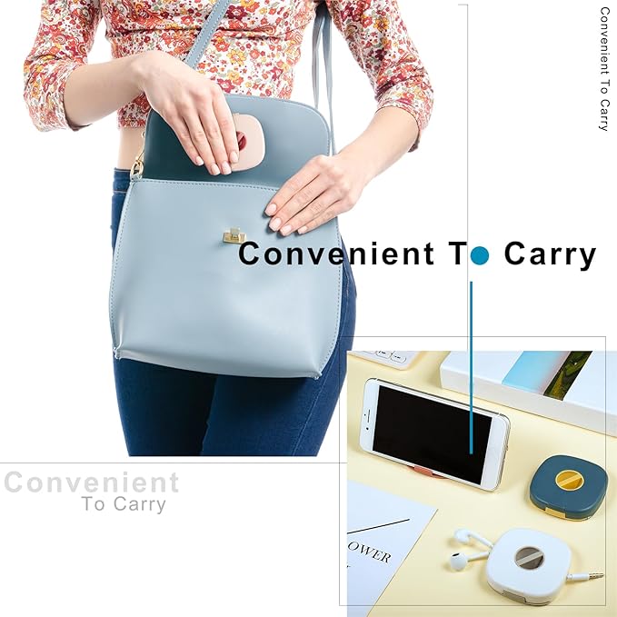 9 Pieces Retractable Cable Management Charging Cord Organizer Phone Holder Retractable Cable Reels Small Case for USB Headset Cord Mouse Wire Charger(Multi Color)