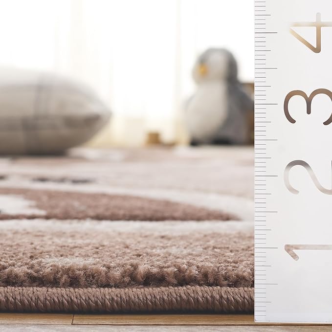 SAFAVIEH Carousel Kids Collection Runner Rug - 2'3" x 8', Brown & Beige, Non-Shedding & Easy Care, Ideal for High Traffic Areas for Boys & Girls in Playroom, Nursery, Bedroom (CRK193T)