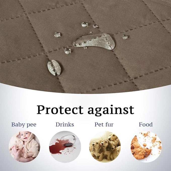 H.VERSAILTEX Reversible Loveseat Cover Water Resistant Furniture Protector for Dog Non Slip Couch Cover with Elastic Strap Washable Loveseat Slipcover Seat Width to 46"(Loveseat, Taupe Brown/Beige)