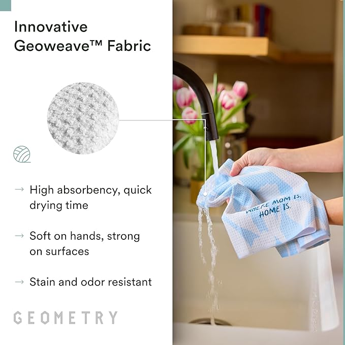 Tea Towels – Mothers Day Collection – Quick-Dry, Ultra-Absorbent, Reusable Microfiber Kitchen Towels for Drying & Cleaning - Home is Mom - 1 Pack