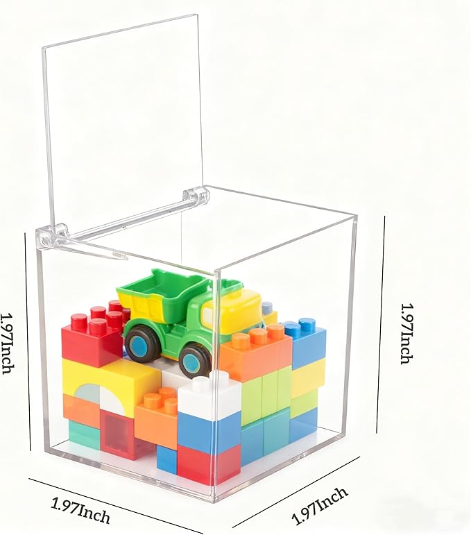 Small Acrylic Box Clear Hinge Lid Display Box with Lid Multipurpose Storage Contanier for Keepsakes, Jewelry, Trinkets