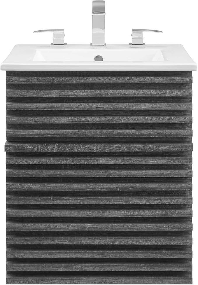 Modway Render 18" Wall-Mount Bathroom Vanity in Charcoal White