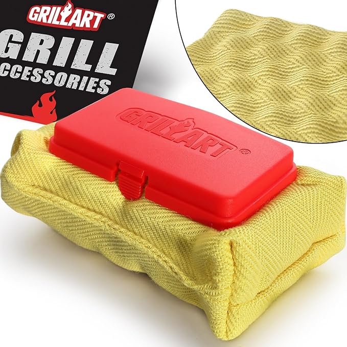 Grill Brush Bristle Free, Replaceable BBQ Cleaning Pad (No Handle), Safe Replacement Cleaning Pad/Head for Cast Iron/Stainless Steel Grates - Red