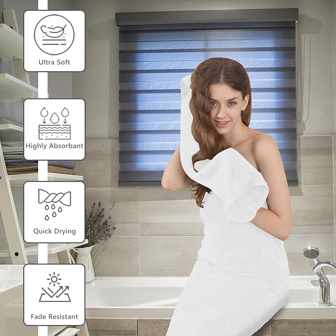 Extra Large Bath Sheet Set of 4,Ultra Soft Fluffy Towel,35”x 70”Oversized Bath Towel Set,Premium Microfiber Bathroom Towel Set Highly Absorbent Quick Dry Shower Towel for Bathroom,Hotel,Spa (White)