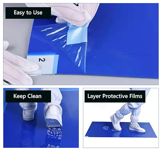 Sticky Mats, 24" X 36" 300 Sheets Sticky Mat Adhesive Tacky Pad Sticky Mats for Construction Cleanroom Tacky Mats for Factory Home Laboratory (Blue)