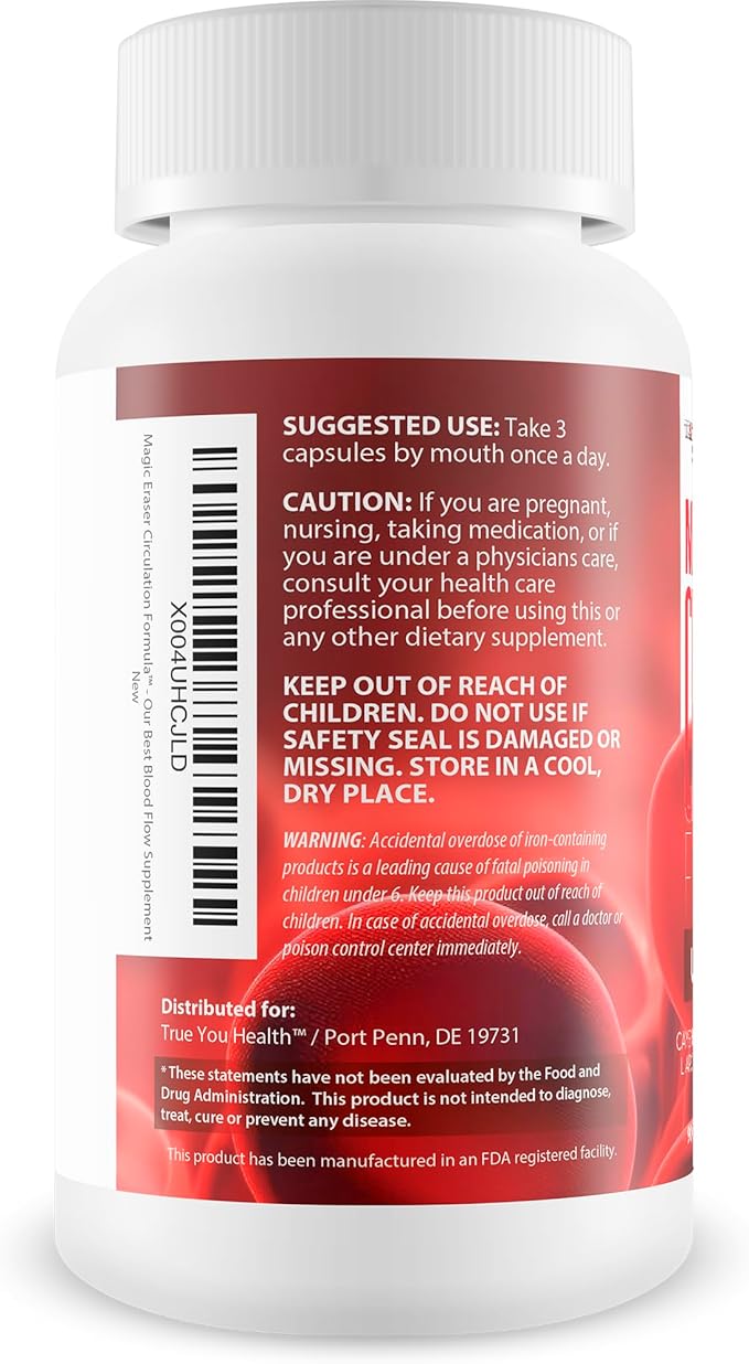 Magic Eraser Circulation Formula - Our Best Circulation and Vein Support Vitamins - High Pressure Pills - Circulation Supplements to Increase Blood Flow Care - Cardiovascular Magic Eraser Supplement