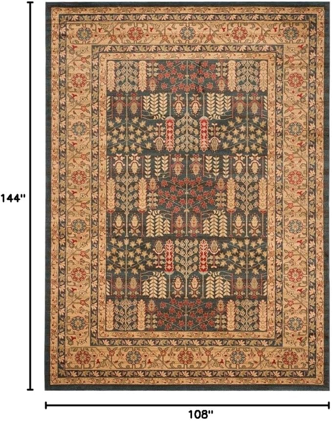 SAFAVIEH Mahal Collection Area Rug - 9' x 12', Navy & Natural, Traditional Oriental Design, Non-Shedding & Easy Care, Ideal for High Traffic Areas in Living Room, Bedroom (MAH697E)