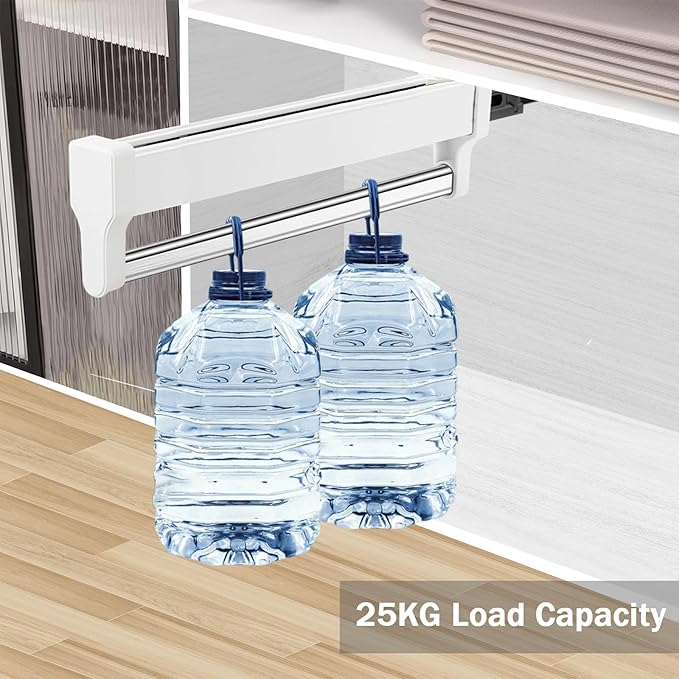 Pull Out Closet Valet Rod, Adjustable Sliding Heavy Duty Steel Top Mounted Clothes Storage Hanger Rail for Closet Wardrobe (547mm/21.5inch)