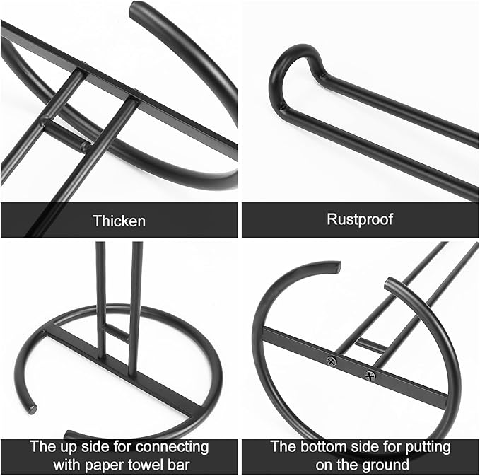 NearMoon Paper Towel Holder, Sturdy Paper Towel Stand Dispenser-All Metal, Standard or Jumbo-Sized for Kitchen Countertop, Farmhouse, Living Room (1 Pack, Matte Black)