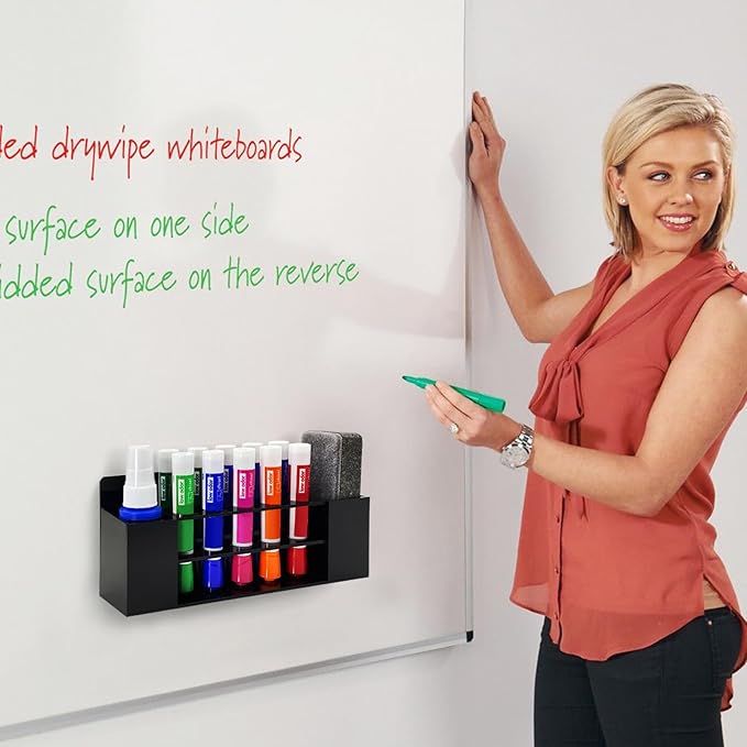 Acrylic Magnetic Dry Erase Marker Holder, 10 Slots Black Magnetic Marker Pen Holder, Magnet Storage for Whiteboard Office, School, Home, Pen, Eraser, Cleaner Not Included, 2PCS