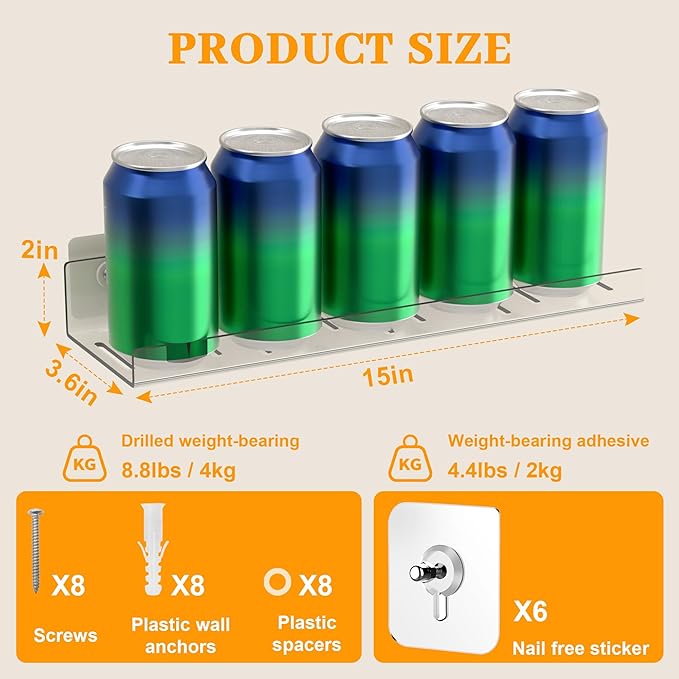2 Pack Adhesive PET Floating Shelves for Wall, Living Room, Kitchen, Bathroom Organizers and Storage with Adhesive Hooks (for No Drilling) and Drilling Screws