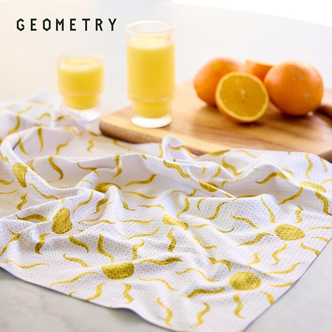 Tea Towels – Spring & Summer Collection – Quick-Dry, Ultra-Absorbent, Reusable Microfiber Kitchen Towels for Drying & Cleaning - Horizon - 3 Pack