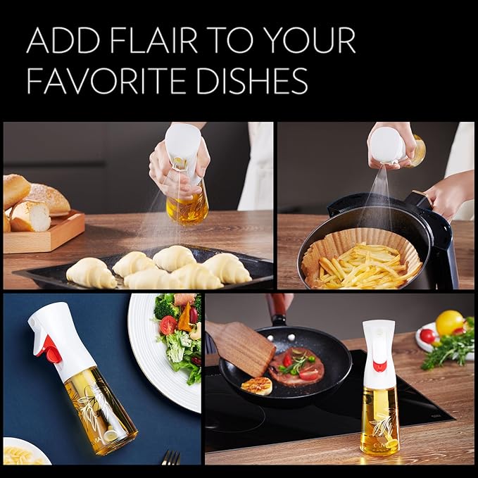 OLIVIA 130ML and 200ML Oil Sprayer for Cooking, Glass Olive Oil Sprayer
