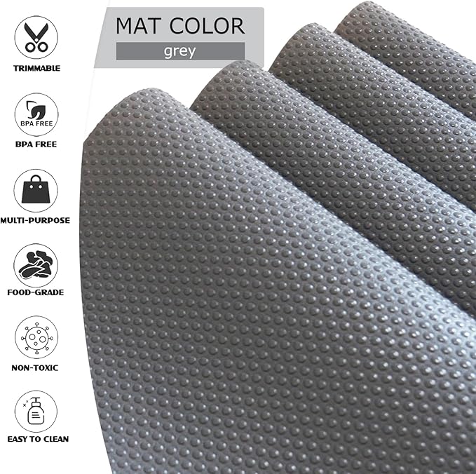 20Pcs Refrigerator Liners, Washable Fridge Liner Shelf Mats Refrigerator Pads for Cupboard Cabinet Drawer Home Kitchen Accessories Organization (Grey)