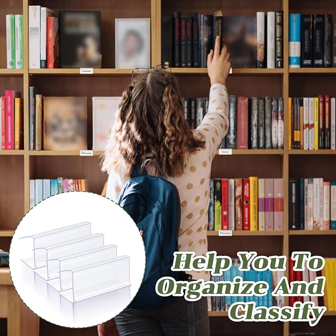 100Pcs Shelf Label Holders, Clear Plastic Price Tag Sign for Counters, Warehouses, Bookshelf Shelves, Wire Wood Shelf Sign and Ticket Holder 2.4 in L x 1 in H Clips On to Shelves 3/4" to 1" Thick