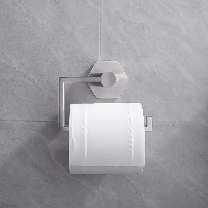 GERZWY SUS 304 Stainless Steel 2 Piece Bathroom Hardware Set Towel Ring and Toilet Paper Holder Wall Mounted, Brushed Finish