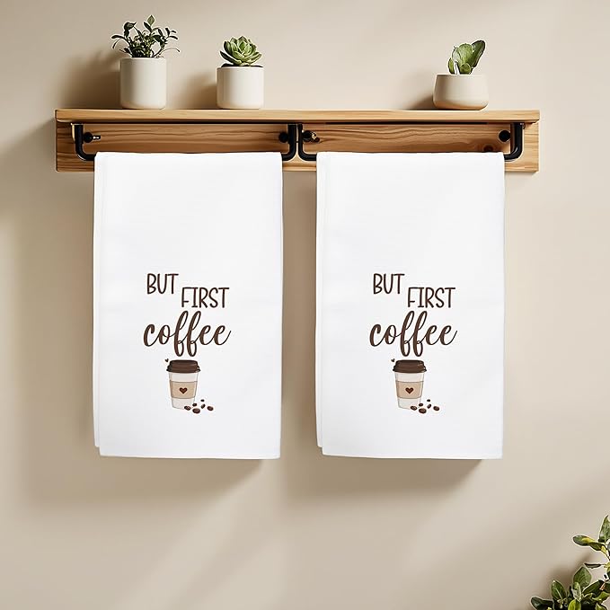 Coffee Towels Gifts for Women, Funny Coffee Bar Towels Gifts for Kitchen Bathroom Decor (16x24 inches)