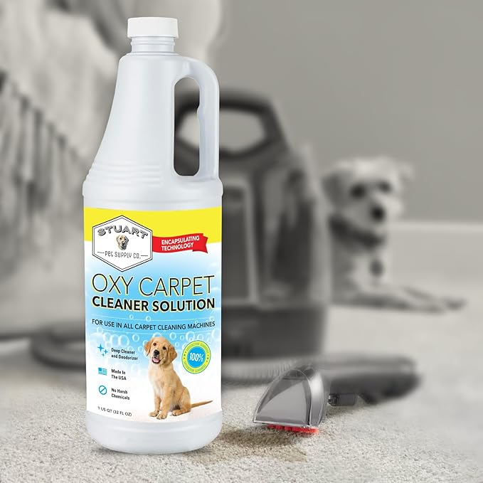 Professional Strength Oxy Carpet Cleaner Solution Deodorizer For use in any Carpet Shampooer Machine for Pet Urine and Stains 32oz.