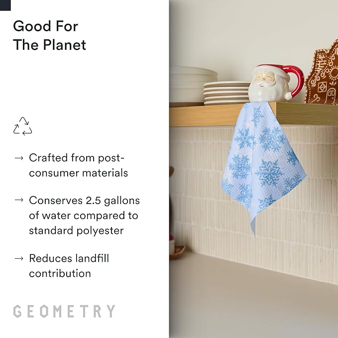 Holiday Kitchen Dish Cloths - Quick Dry Dishcloths for Kitchen - Premium Dish Rags with Geoweave - 3-Pack Set - Snow Frostin