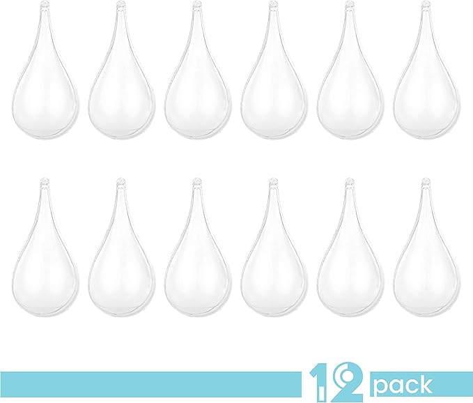 Hammont Tear Drop Shaped Acrylic Candy Boxes - 12 Pack - 4.34"x2.14" - Perfect for Weddings, Birthdays, Party Favors and Gifts | Designer Cute Clear Lucite Plastic Treat Containers