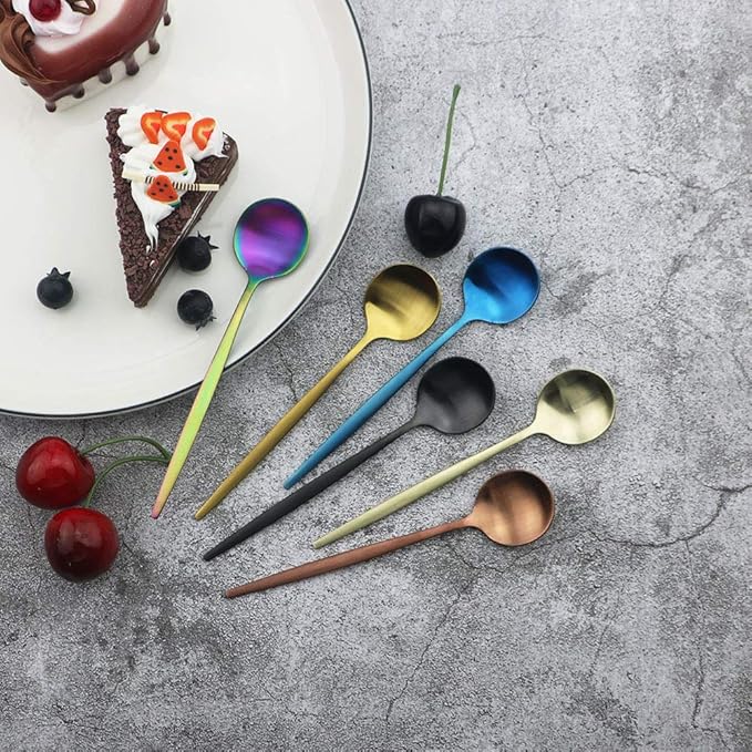 JASHII Silverware Metal Utensils Group Serves 6, Kitchen 24-piece Flatware Cutlery Set Stainless Steel, Modern Elegant Tableware Set for Party, Christmas, Dinner(Matte Rainbow)