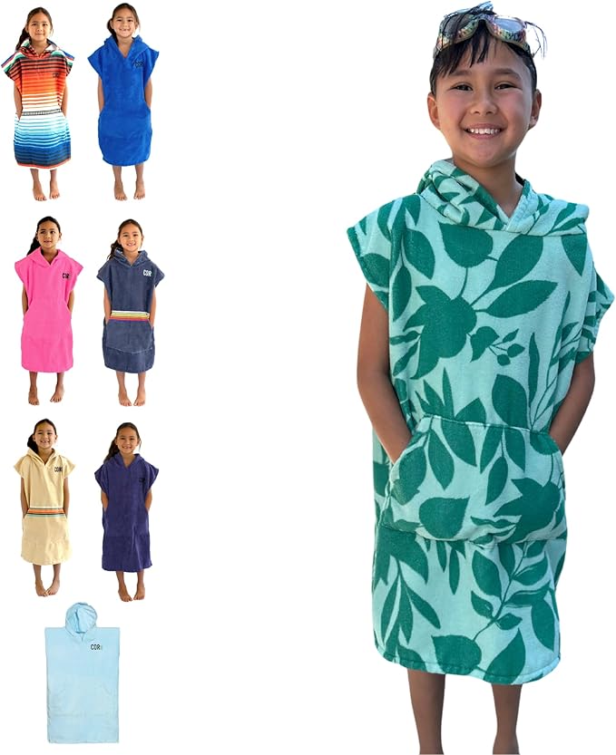 COR Surf Poncho Changing Towel Robe with Hood and Front Pocket for Kids, Doubles Up As Beach Towel and Blanket - Kailua