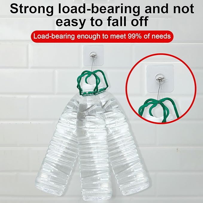 24 Pcs Heavy Duty Adhesive Ceiling Hooks Ceiling Wall Christmas Hooks Hangers Without Nails Practical Stainless Steel Waterproof for Indoor Outdoor Home Office Kitchen Hanging Plant