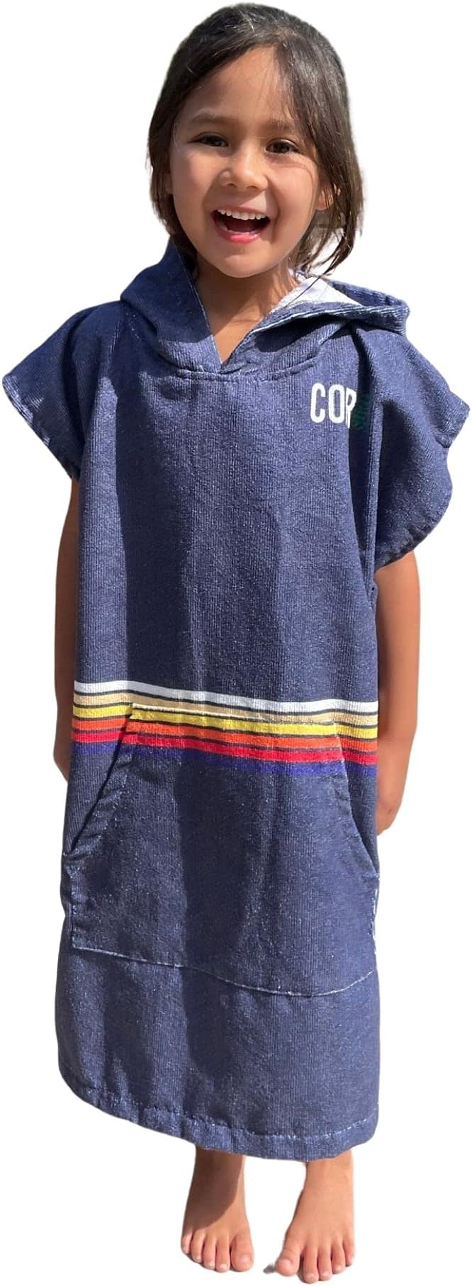 COR Childrens Unisex Poncho Towel Robe Light and Dark Blue for Kids Ages 3-10 (Knightrider)