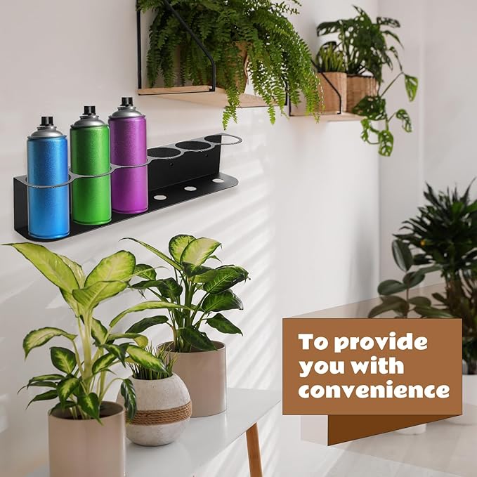 2 Pcs 6 Holes All Purpose Steel Spray Bottle Holder Heavy Duty Can Holder Rack Organizer Easy Install Wall Mount Paint Spray Bottle Organizer Storage Rack for Garage Home Workspace(Black)