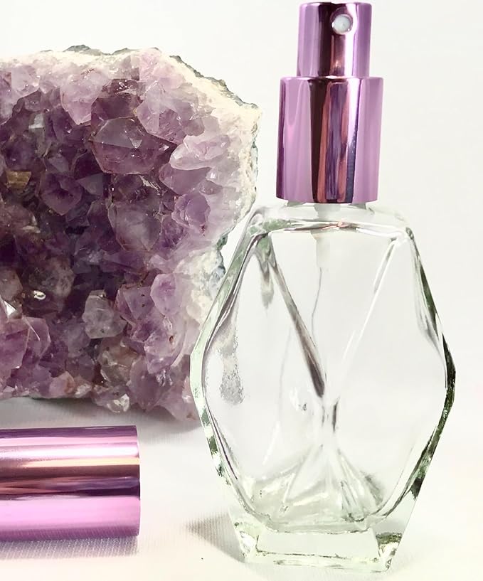 The Parfumerie Clear Glass 30 ml. Diamond Spray Perfume Bottle. Fine Mist Perfume Cologne Atomizer for Essential Oil Aromatherapy Perfume Cologne Refillable (1 oz. 12 Bottles, Purple)