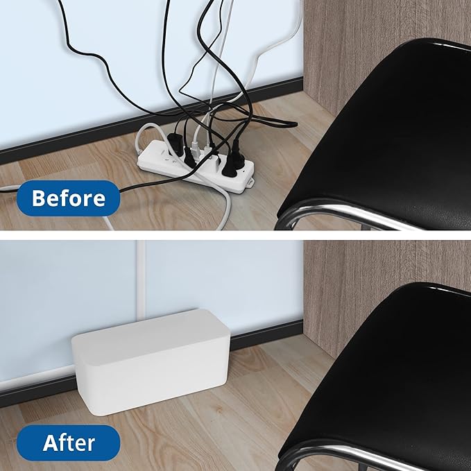 ZhiYo Cord Organizer Box, 2Pack & 6.6ft, 4/5in White Cable Sleeve Bundle
