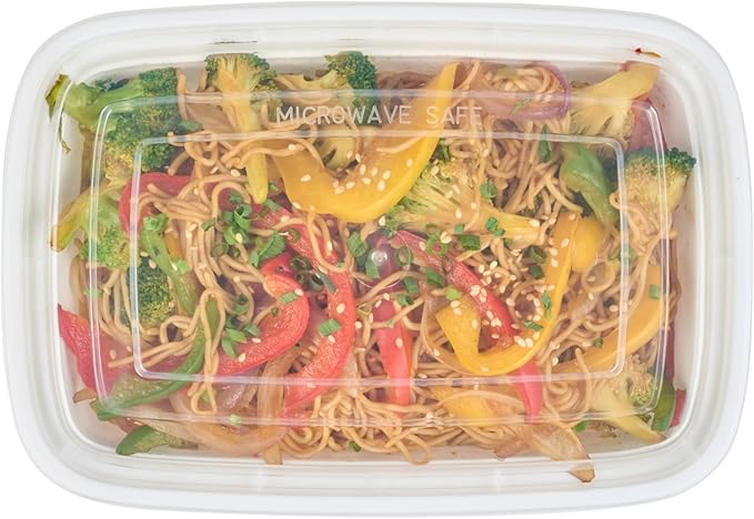 Restaurantware-Asporto 24 Ounce Take Out Containers, 100 Food Containers With Lids - Microwavable, Disposable, White Plastic To Go Boxes For Food, No BPA, For Take Out And Delivery