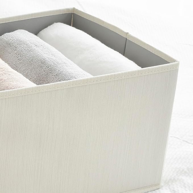 2 Pack Large Storage Baskets for Shelves | Fabric Closet Organizers and Storage Bins with Handles Home Organization | Decorative Collapsible Baskets for Organizing Clothes 14.7"x 10.24"x 8.27"