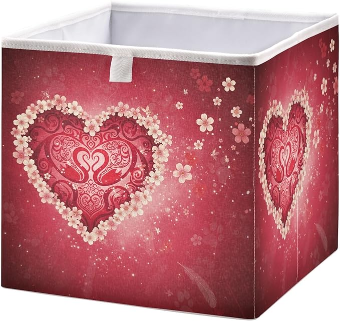 Bolaz Romantic Valentines Day Flowers Closet Organizers Storage Cubes Storage Bins Shelf Baskets Containers for Home Room Office,Rectangle