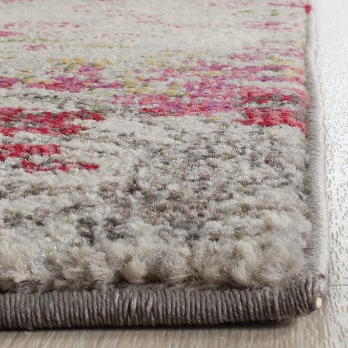 SAFAVIEH Monaco Collection Runner Rug - 2'2" x 8', Ivory & Pink, Floral Design, Non-Shedding & Easy Care, Ideal for High Traffic Areas in Living Room, Bedroom (MNC205R)