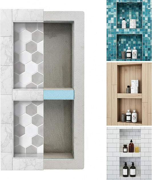 Houseables Shower Niche, Shower Niche Insert Tile Ready, Recessed Bathroom Storage, 12x28 (13x29), in Wall Shelf, Cubby Inserts, Recessed Shampoo Caddy, Inset Shelves, Built in Nook, Soap Box, Prefab
