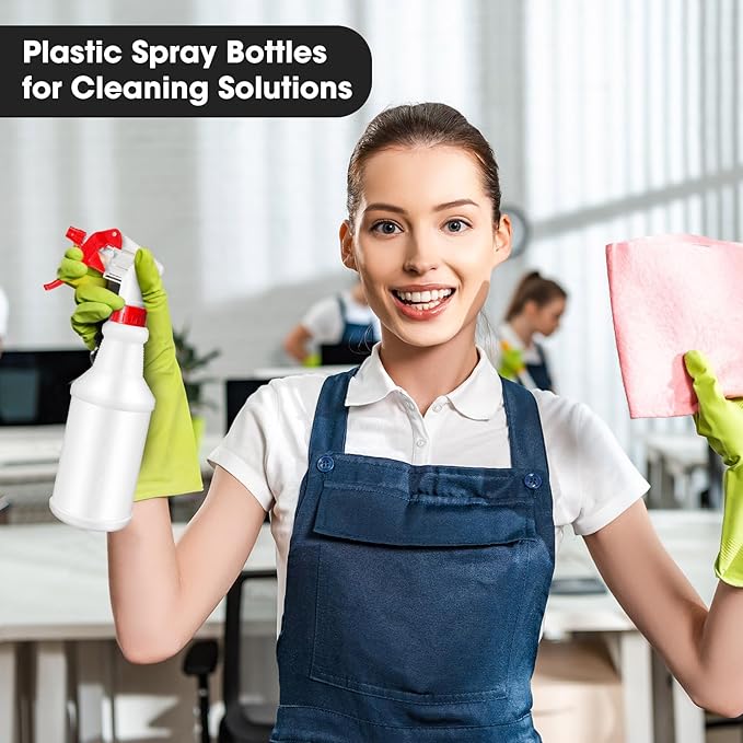 Rtteri 20 Pack 32oz Plastic Spray Bottles for Cleaning Solutions, Empty Spray Bottles Bulk, Adjustable Leak Proof with Label for Plants Pet BBQ Kitchen(Multicolor)