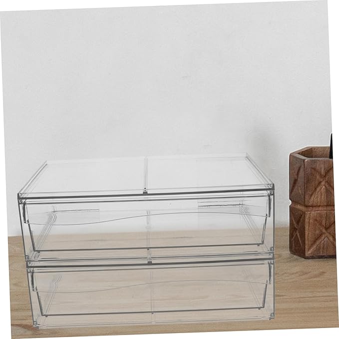 IMIKEYA 2pcs Detachable Acrylic Makeup Organizer Box with Drawer Stylish Desktop Storage for for Bathroom and Vanity Organization