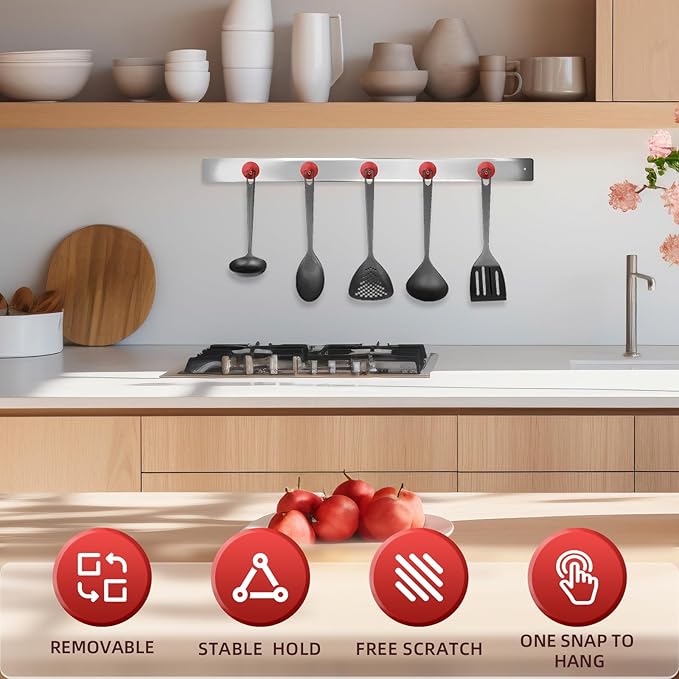 Neosmuk Magnetic Hooks, Cruise Ship Essentials, 10lb+ Heavy Duty Magnetic Hooks for Cruise Cabins, Refrigerator, Grill, Hanging, and Travel | Extra Strong Must-Haves Magnet Hook,Red