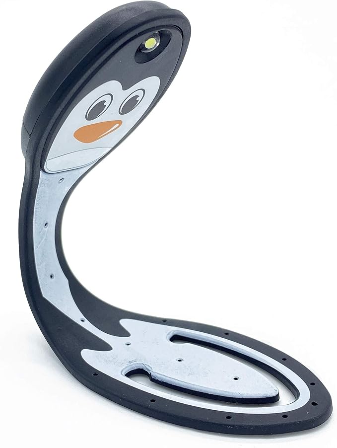 Gifts for Readers & Writers Book Light, Clip On Reading Light for Bed, 2in1 Flexilight & Bookmark, Small & Lightweight with a Soft Glow, 2 Batteries Included, Penguin
