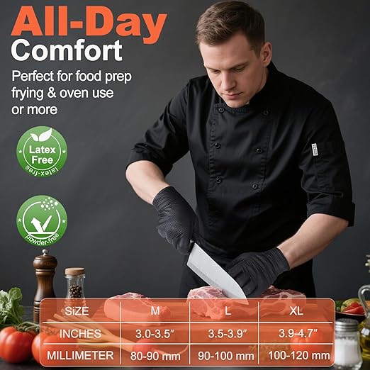 10mil Heavy Duty Nitrile Gloves XL Black Disposable Rubber Gloves with Diamond Grip Anti Chemical Puncture Resistant Mechanics Guantes for Men/Auto repair/Cooking/Food Grade-Latex Free-100PCS
