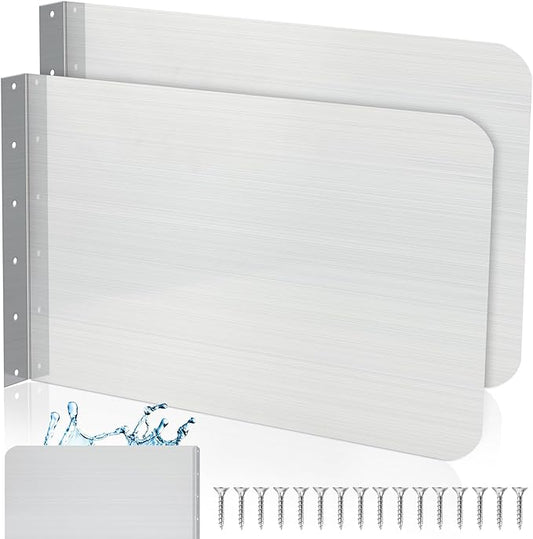 Therwen 2 Pcs Stainless Steel Side Splash Guard for Sink 26 x 12 Inch Wall Mount Guard with Screws Commercial Restaurant Hand Sink and Compartment Prep Sink Kitchen Sink Splash Protector Supply