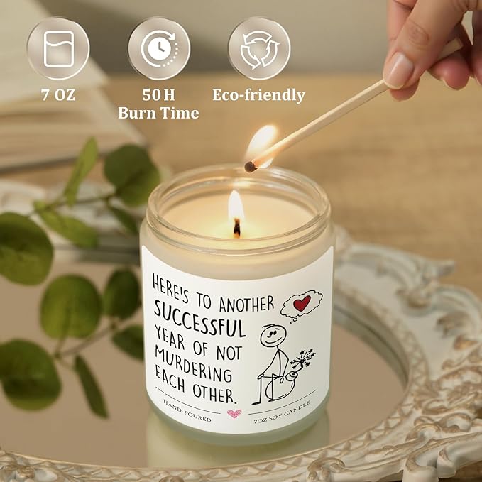 Anniversary Canlde Gifts, Wedding Anniversary Couple Gifts for Men Women Couple Husband Wife Boyfriend Girlfriend Him Her on 15th 10th 1st First Year Scented Candle