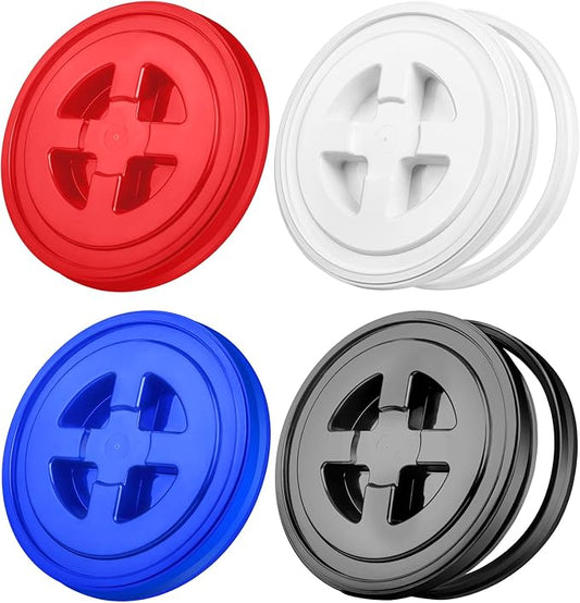 Aodaer 4 Pieces Seal Lid 5 Gallon Bucket Twist Lid Food Storage Container Lid Reusable Plastic Seal Lid Food Storage Container Lids, Mixed Colors