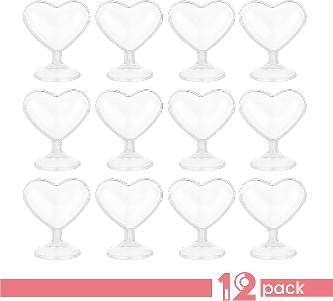 Hammont Heart Shaped Acrylic Candy Boxes - 12 Pack - 3.07"x3.03"x1.76" - Perfect for Weddings, Birthdays, Party Favors and Gifts | Designer Cute Clear Lucite Plastic Treat Containers