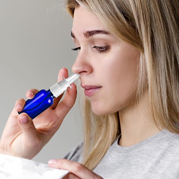 10 Pcs Nasal Spray Bottle Empty, 30ML/1oz 6 Pcs Refillable Nasal Spray Bottle Fine Mist Glass with 2 Funnels and 2 Labels