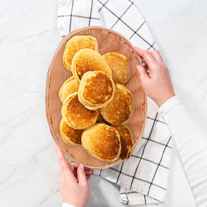 9 Inch Oval Poly Wicker Baskets - Bulk, 23 Pack, Bread & Serving Baskets for Home & Restaurant Use