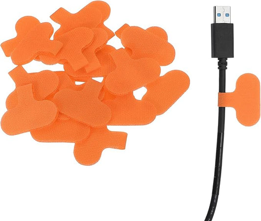 uxcell Cable Labels, 20Pcs Waterproof Cable Tag Writable Wire Labels Self-Adhesive Wire Tags Reusable Hook & Loop for Electronics Computer Cord Management Identification, Orange