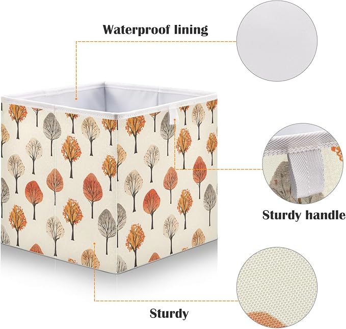 Bolaz Autumn Trees Pattern Closet Organizers Storage Cubes Storage Bins Shelf Baskets Containers for Home Room Office,Rectangle